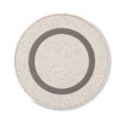 Chargeur  sans fil personnalisable en paille de blé/ABS - PLATO+ Matières : ABS Couleurs : beige cadeau entreprise pas cher