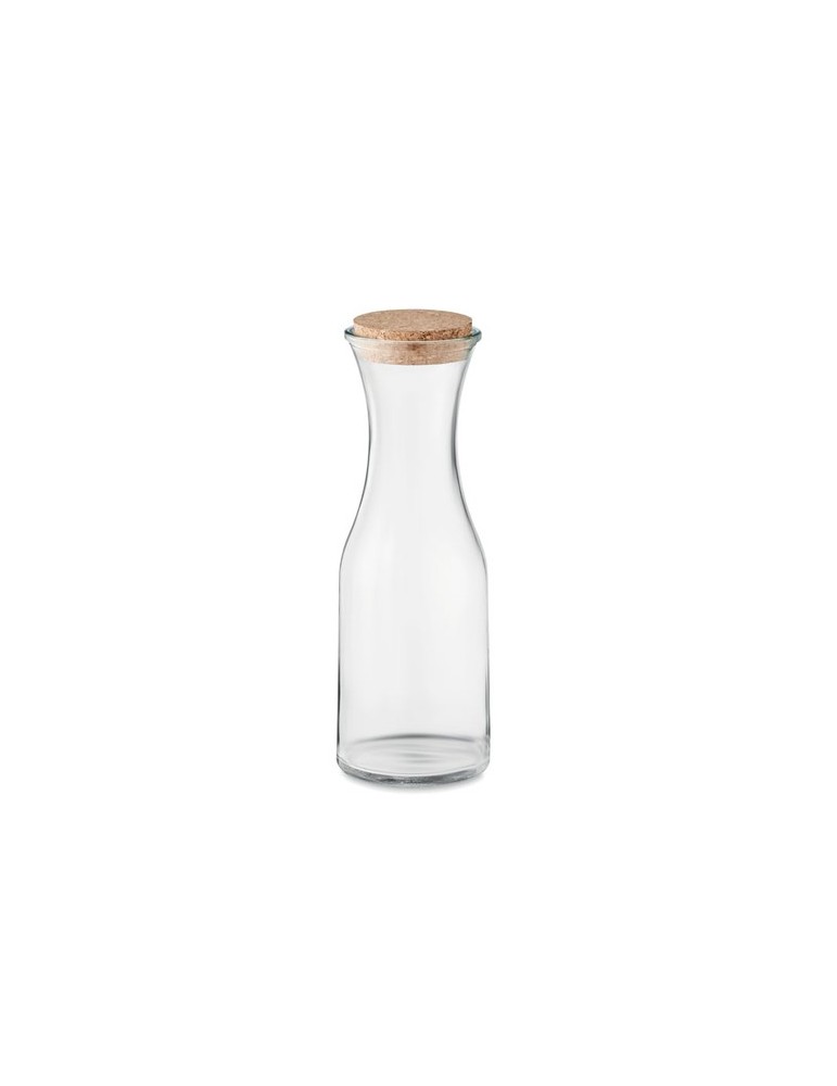 Carafe en verre recyclé de 1L avec couvercle en liège personnalisée pas cher