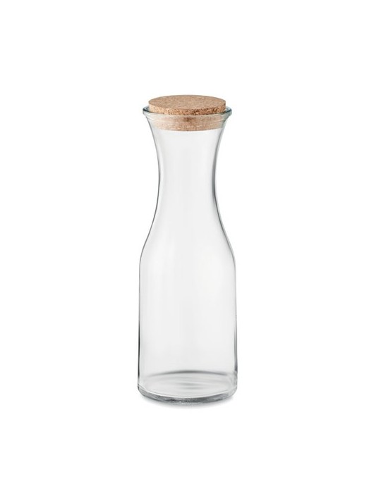 Carafe en verre recyclé de 1L avec couvercle en liège personnalisée pas cher