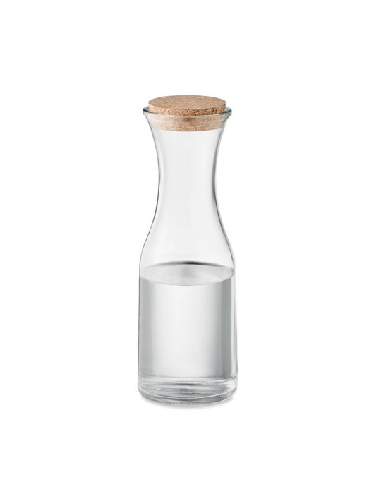 Carafe en verre recyclé de 1L avec couvercle en liège personnalisée pas cher