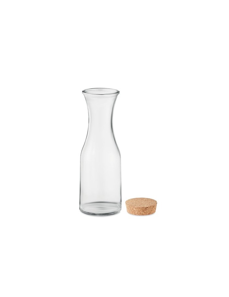 Carafe en verre recyclé de 1L avec couvercle en liège personnalisée pas cher