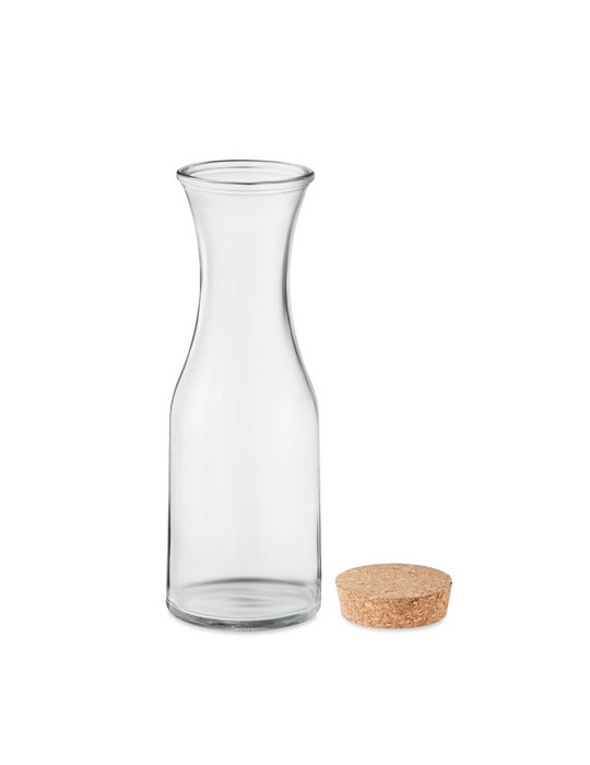 Carafe en verre recyclé de 1L avec couvercle en liège personnalisée pas cher