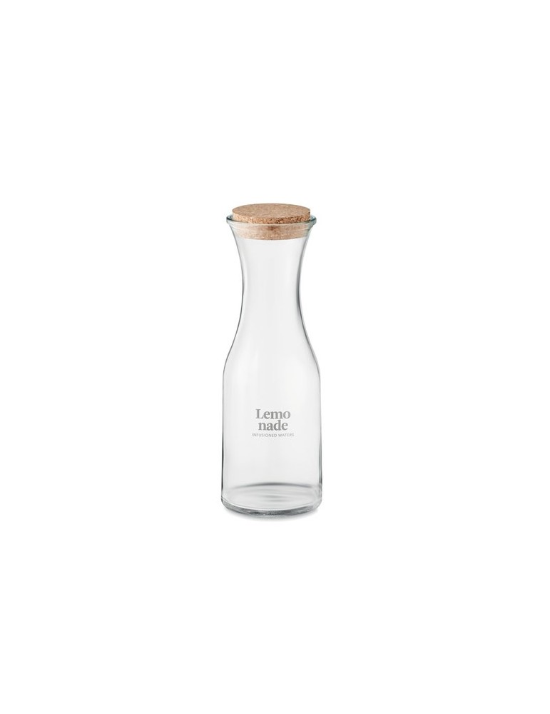 Carafe en verre recyclé de 1L avec couvercle en liège personnalisée pas cher
