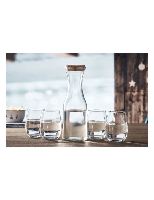 Carafe en verre recyclé de 1L avec couvercle en liège personnalisée pas cher