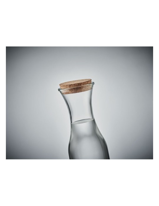 Carafe en verre recyclé de 1L avec couvercle en liège personnalisée pas cher