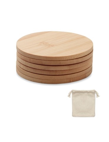 Lot de 6 sous-verres en bambou personnalisés - Arts de la table pas cher