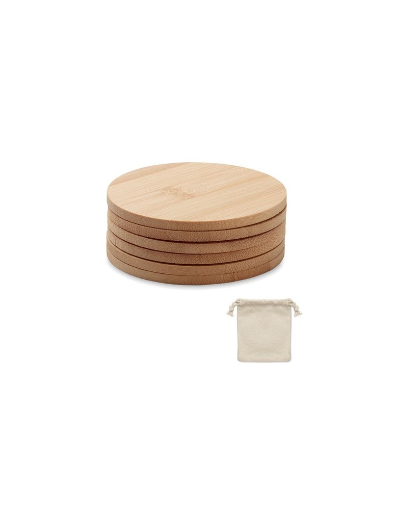 Lot de 6 sous-verres en bambou personnalisés - Arts de la table pas cher