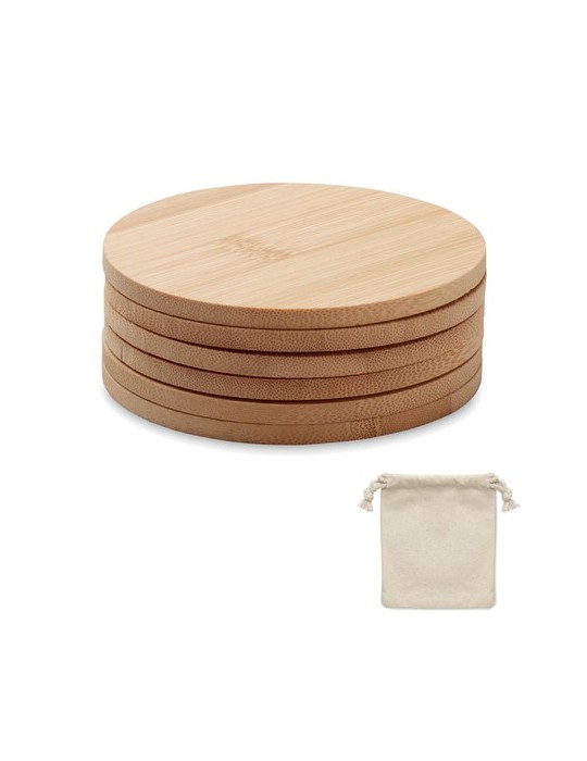 Lot de 6 sous-verres en bambou personnalisés - Arts de la table pas cher