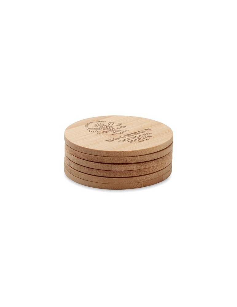 Lot de 6 sous-verres en bambou personnalisés - Arts de la table pas cher