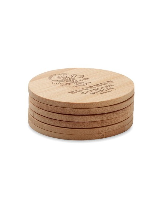 Lot de 6 sous-verres en bambou personnalisés - Arts de la table pas cher