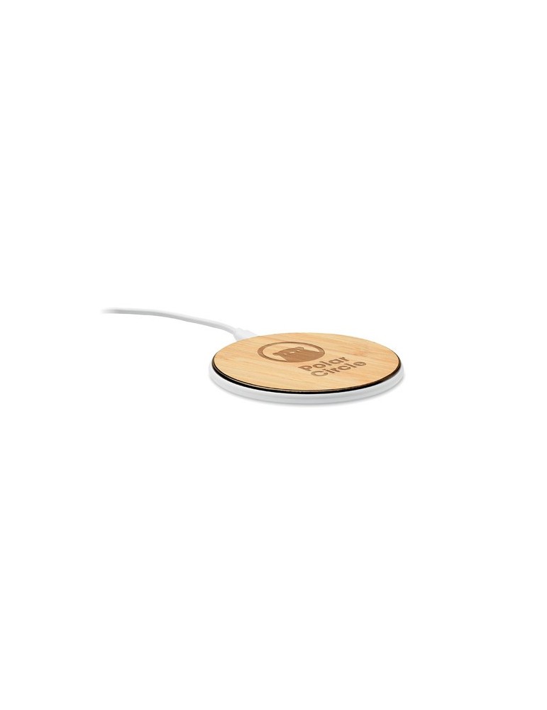 Chargeur sans fil personnalisable en bambou - DESPAD + 10W pas cher