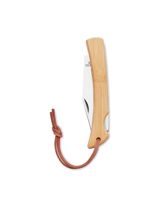 Couteau pliable en bambou personnalisé - Cadeau publicitaire MANSAN