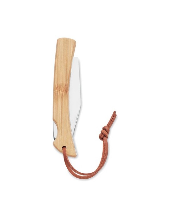 Couteau pliable en bambou personnalisé - Cadeau publicitaire MANSAN