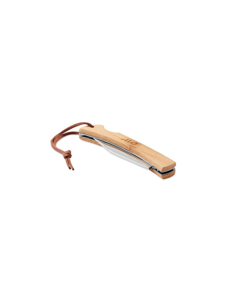 Couteau pliable en bambou personnalisé - Cadeau publicitaire MANSAN