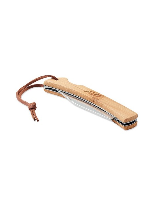 Couteau pliable en bambou personnalisé - Cadeau publicitaire MANSAN