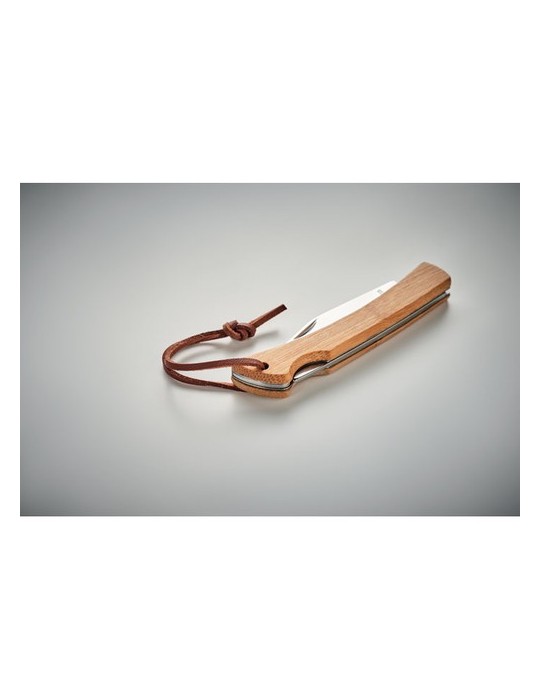 Couteau pliable en bambou personnalisé - Cadeau publicitaire MANSAN