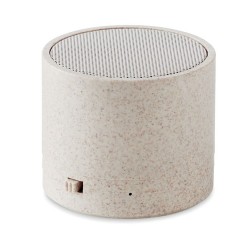 Haut-parleur sans fil  personnalisé - ROUND BASS+ - Paille blé Matières : ABS Couleurs : beige