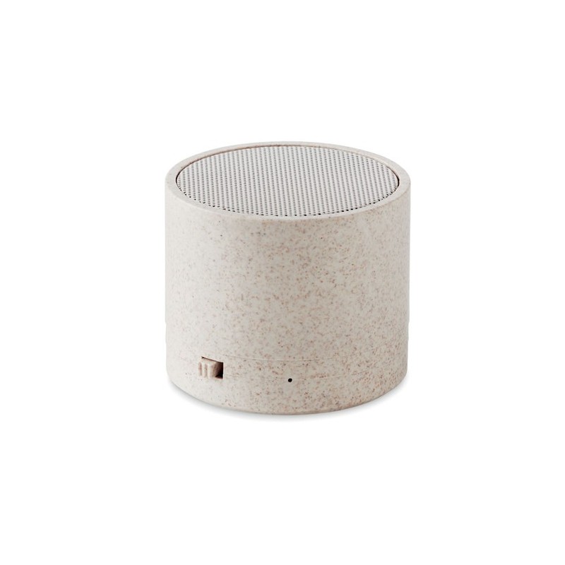 Haut-parleur sans fil  personnalisé - ROUND BASS+ - Paille blé Matières : ABS Couleurs : beige
