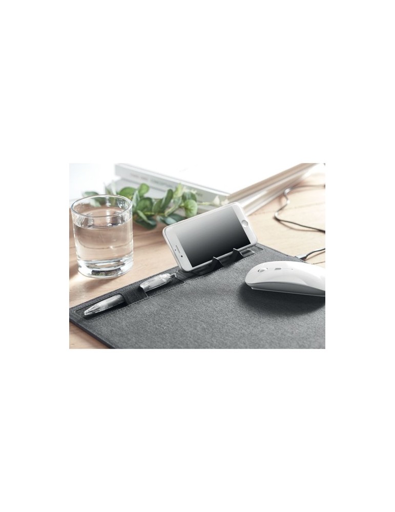 Tapis de souris RPET avec chargeur sans fil à personnaliser pas cher