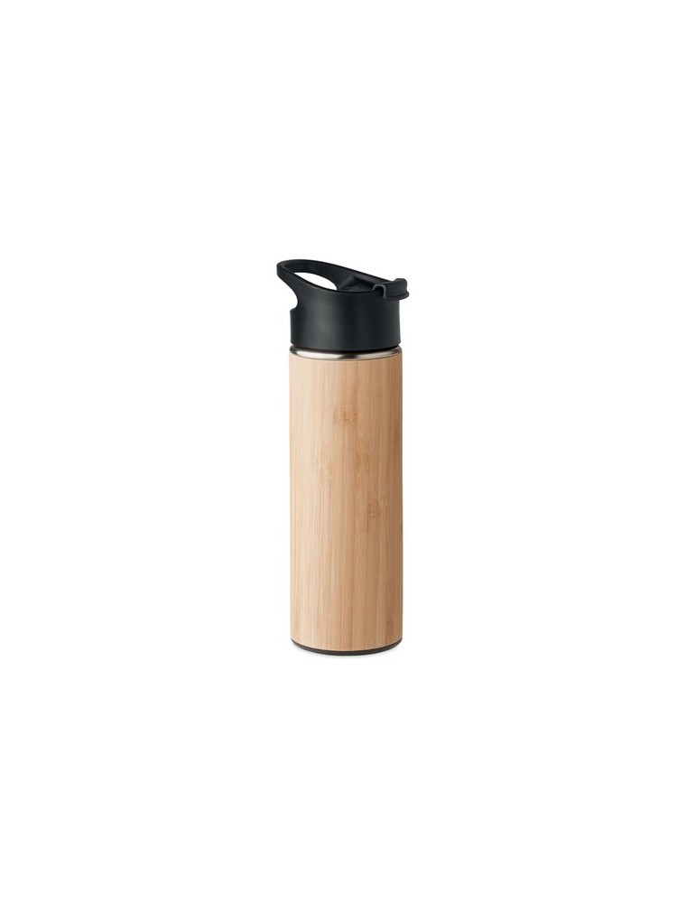 Bouteille isotherme en bambou 450ml personnalisée pas cher NANDA