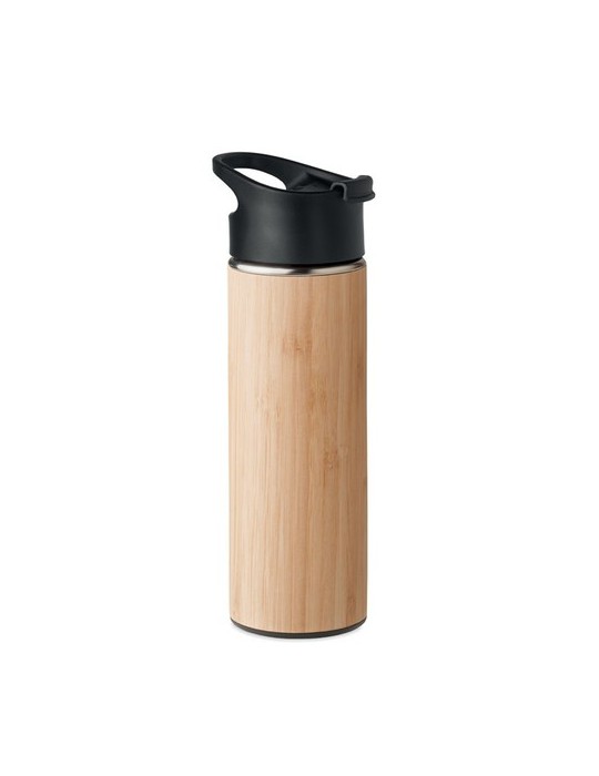 Bouteille isotherme en bambou 450ml personnalisée pas cher NANDA