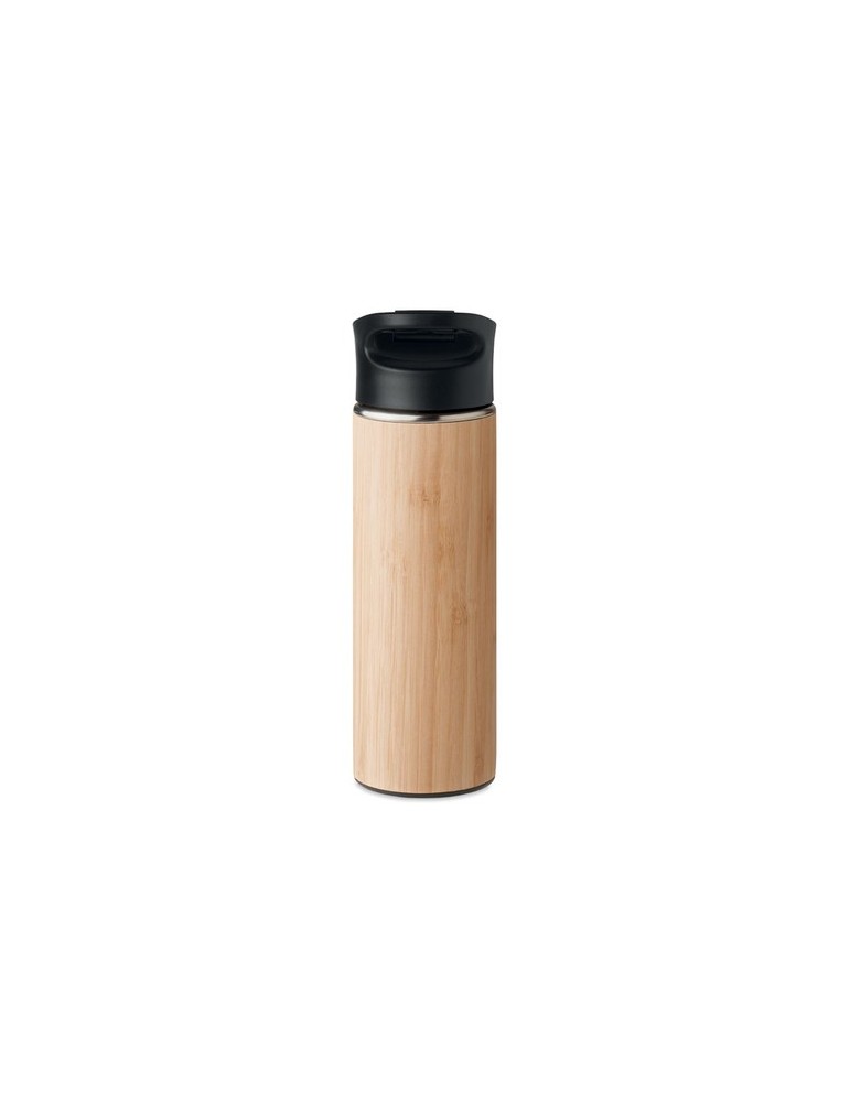 Bouteille isotherme en bambou 450ml personnalisée pas cher NANDA