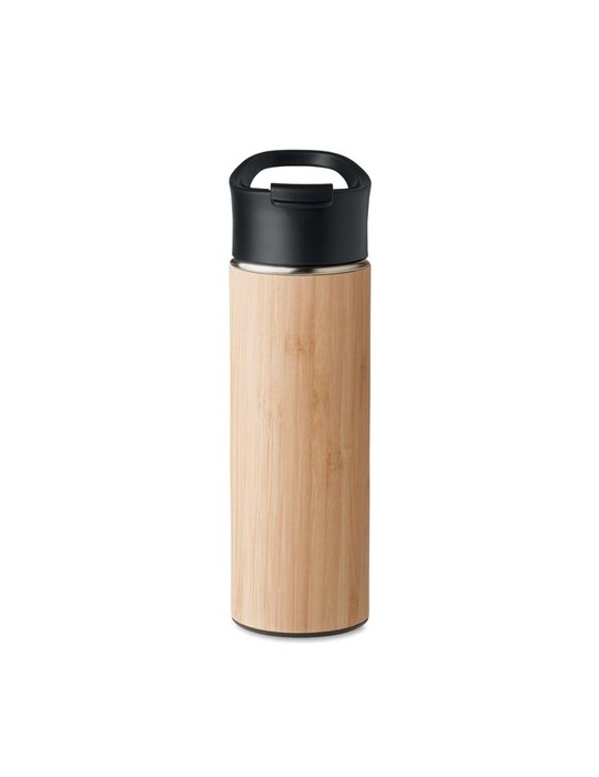 Bouteille isotherme en bambou 450ml personnalisée pas cher NANDA