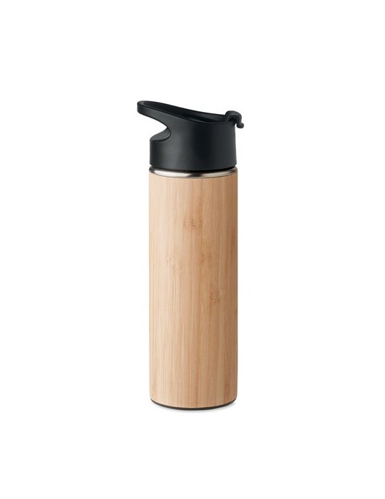 Bouteille isotherme en bambou 450ml personnalisée pas cher NANDA