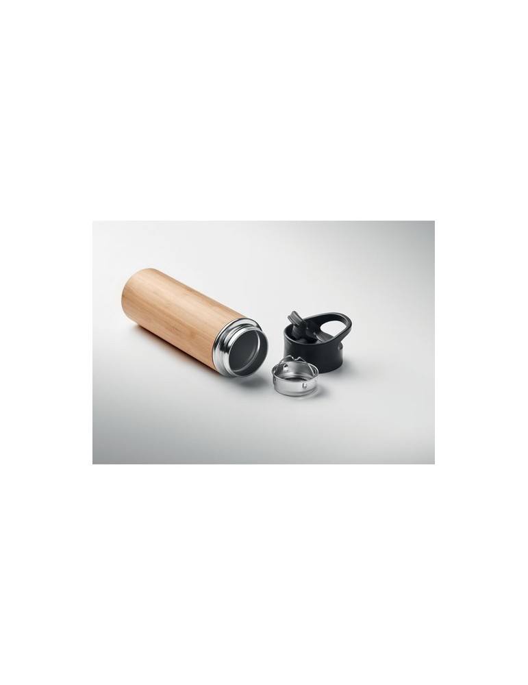 Bouteille isotherme en bambou 450ml personnalisée pas cher NANDA