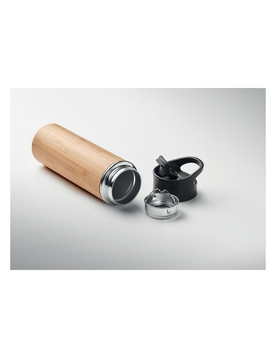 Bouteille isotherme en bambou 450ml personnalisée pas cher NANDA