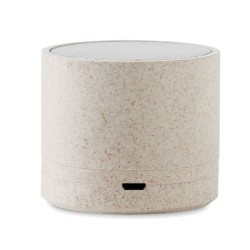 Haut-parleur sans fil  personnalisé - ROUND BASS+ - Paille blé Matières : ABS Couleurs : beige impression haute définition