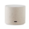 Haut-parleur sans fil  personnalisé - ROUND BASS+ - Paille blé Matières : ABS Couleurs : beige impression haute définition