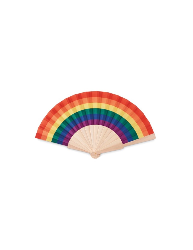 Éventail en Bois Arc-en-Ciel BOWFAN publicitaire personnalisable