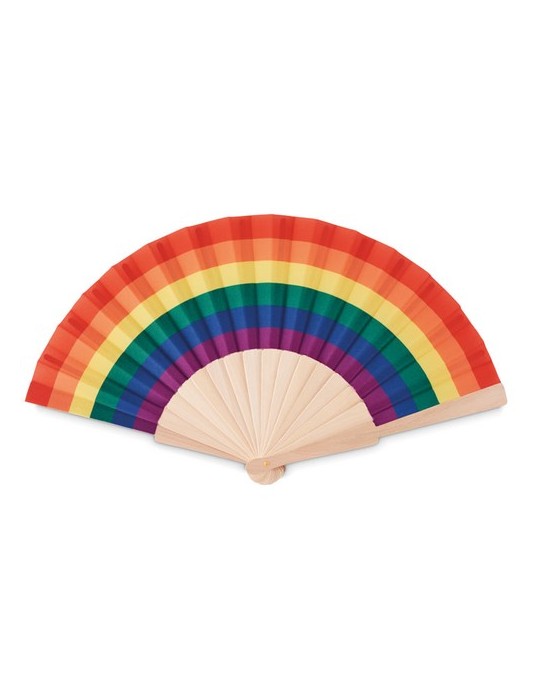 Éventail en Bois Arc-en-Ciel BOWFAN publicitaire personnalisable