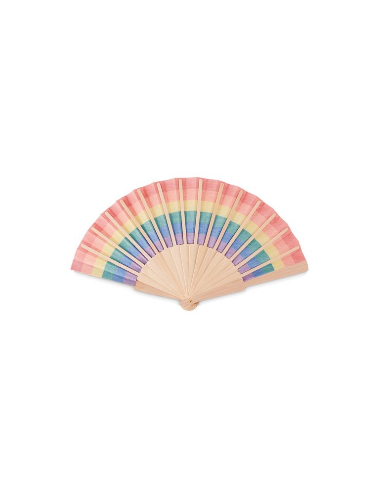 Éventail en Bois Arc-en-Ciel BOWFAN publicitaire personnalisable