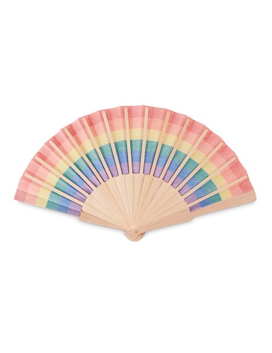 Éventail en Bois Arc-en-Ciel BOWFAN publicitaire personnalisable