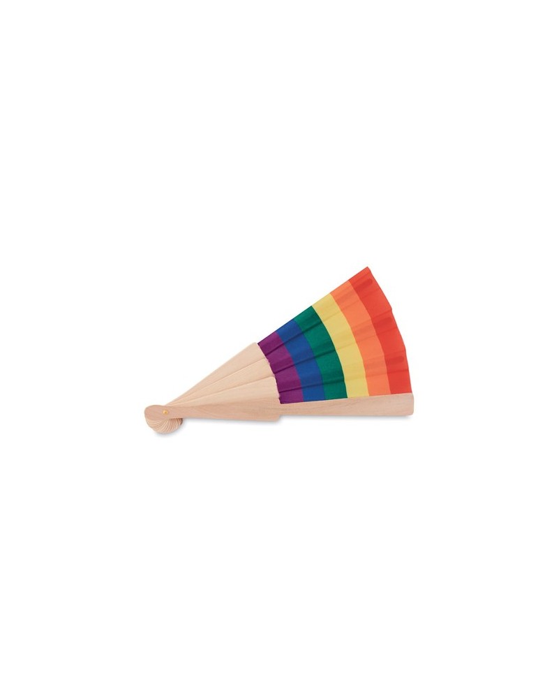 Éventail en Bois Arc-en-Ciel BOWFAN publicitaire personnalisable