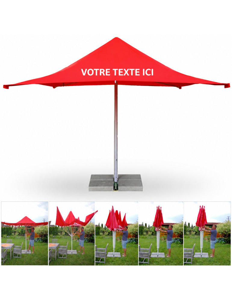 Parasol personnalisable professionnel carré 3x3 m Tokyo