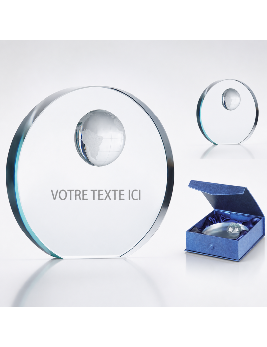 Trophée Globe en Verre Personnalisé MONDAL - Cadeau d'Entreprise