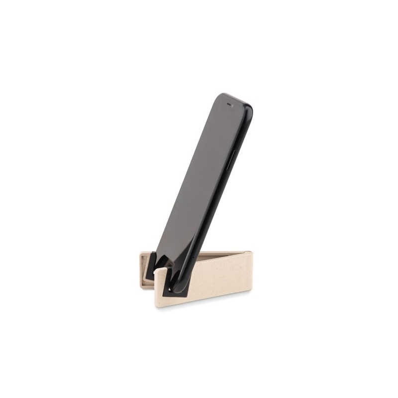 Support téléphone  en bambou/ABS personnalisé - STANDOL+ pas cher Matières : bambou Couleurs : blanc cadeau entreprise pas cher