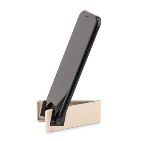 Support téléphone  en bambou/ABS personnalisé - STANDOL+ pas cher Matières : bambou Couleurs : blanc cadeau entreprise pas cher