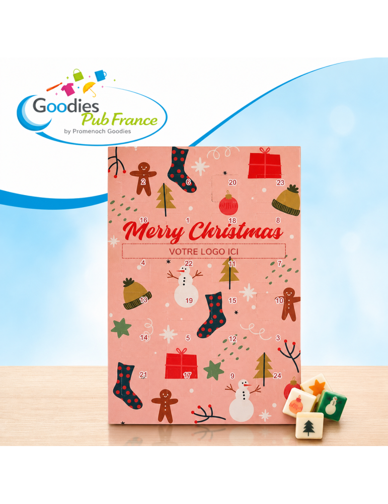 Calendrier de l'avent choco avec logo personnalisable pas cher