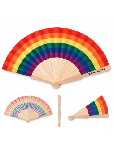 Éventail en Bois Arc-en-Ciel BOWFAN publicitaire personnalisable 2