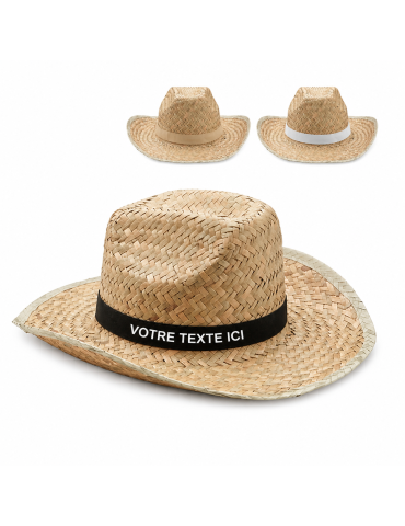 Chapeau cow-boy en paille TEXAS publicitaire 2
