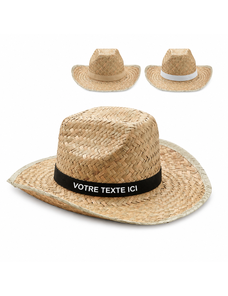 Chapeau cow-boy en paille TEXAS publicitaire