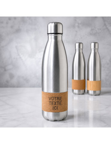 Gourde Éco-responsable Personnalisable Sereok Matières : liège Couleurs : argenté 2