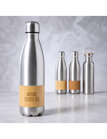 Bouteille Éco-responsable Personnalisable Guiver Matières : bambou Couleurs : argenté 2