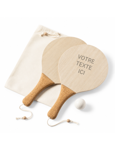 Raquette de Plage Personnalisée Éco-responsable Bubbak | Cadeau d'Entreprise Matières : bois 2