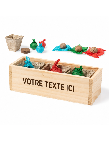 Kit Éco-responsable de Herbes Aromatiques Personnalisé Mendrax Matières : bois 2