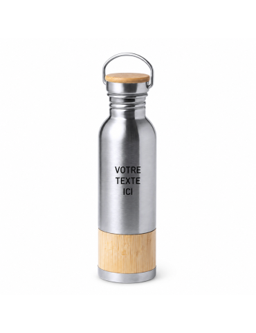 Gourde Éco-responsable et Pratique Personnalisée Gaucix Matières : bambou Couleurs : argenté 2
